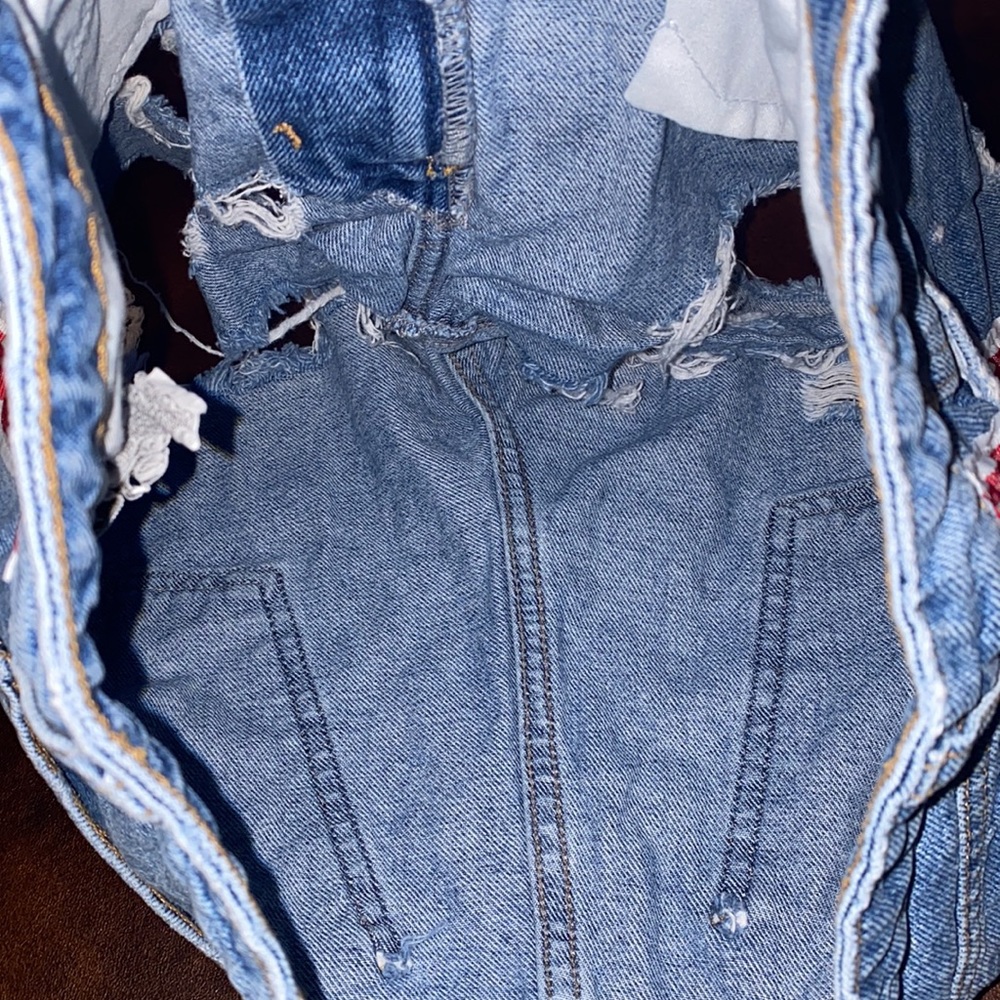 🎱Jean shorts with red & white detailed strip on side! - Picture 6 of 9
